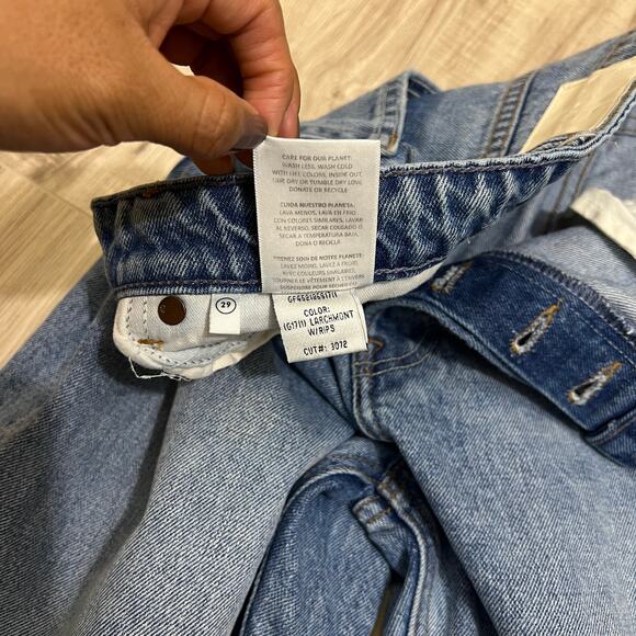 Grlfrnd Karolina High-Rise Straight Distressed Crop Blue Jeans Size 29 - Picture 11 of 12